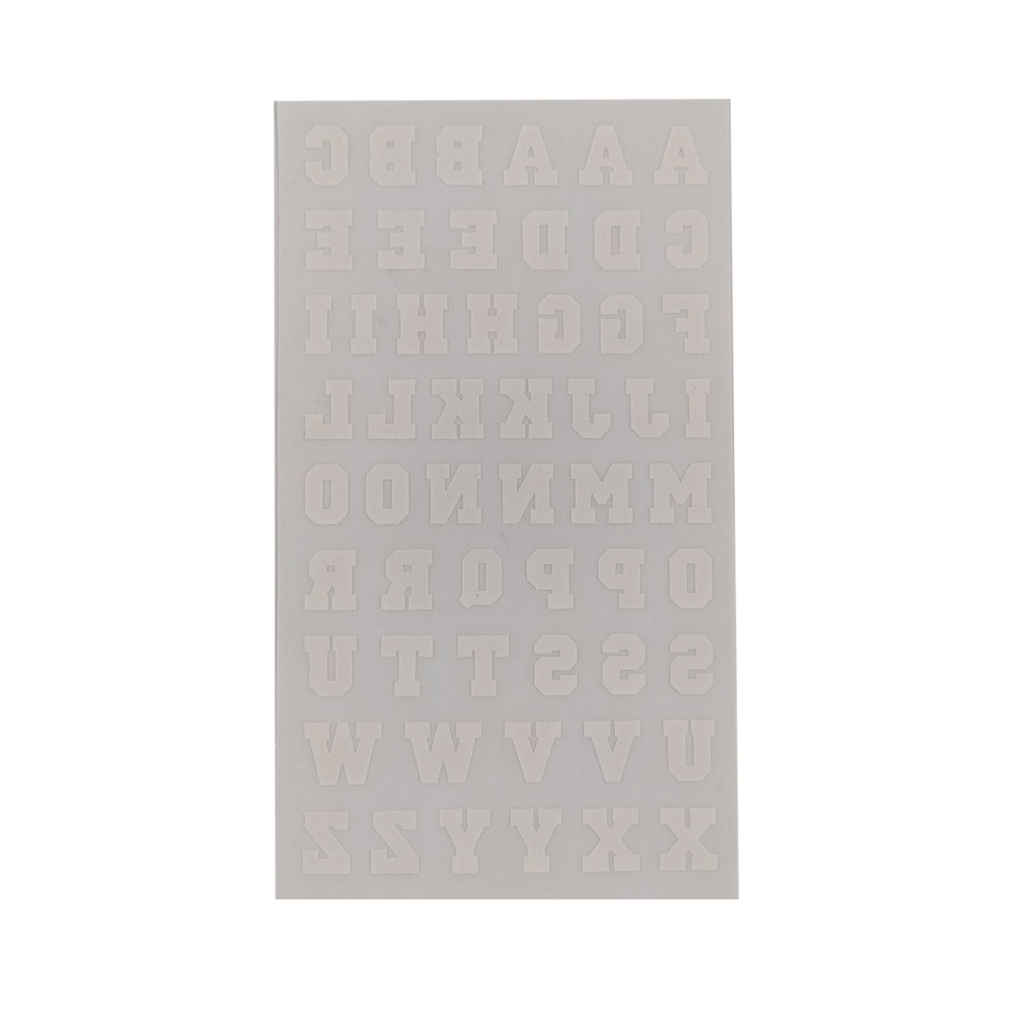 Iron-On White Flocked Athletic Letters by Make Market